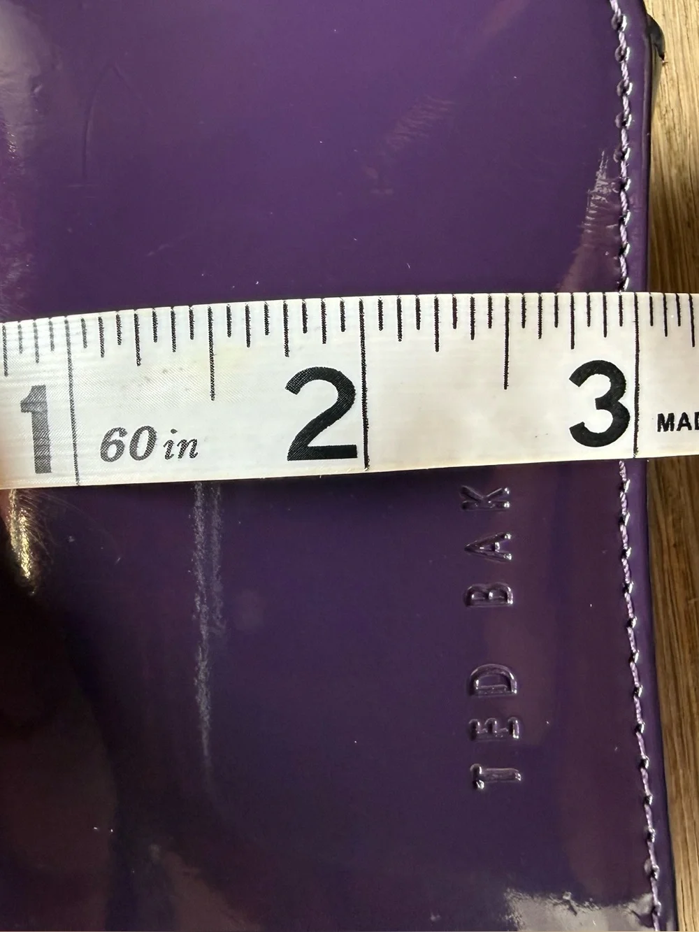 Ted Baker Deep Purple Patent Leather Wallet with Kiss Closure